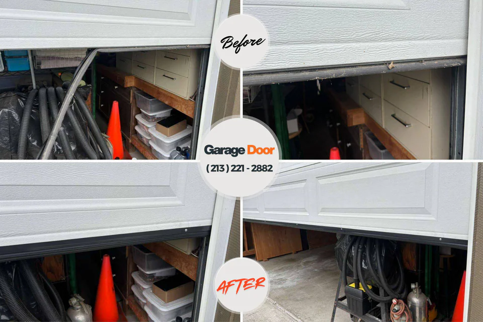 Before and after: garage door spring repair Shiner, TX
